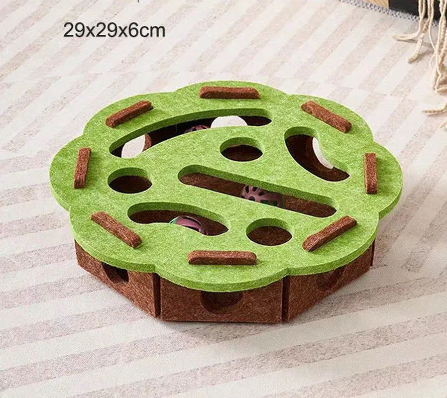 Pet Cat Puzzle Maze Holes Toys Felt Box with Bell Ball Kitten Playing Toys Interactive Funny Combination Set Cat Supplies
