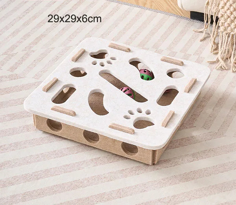 Pet Cat Puzzle Maze Holes Toys Felt Box with Bell Ball Kitten Playing Toys Interactive Funny Combination Set Cat Supplies