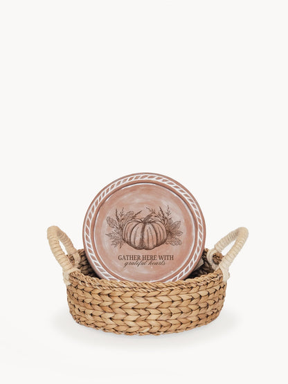 Bread Warmer & Basket - Pumpkin Round-0