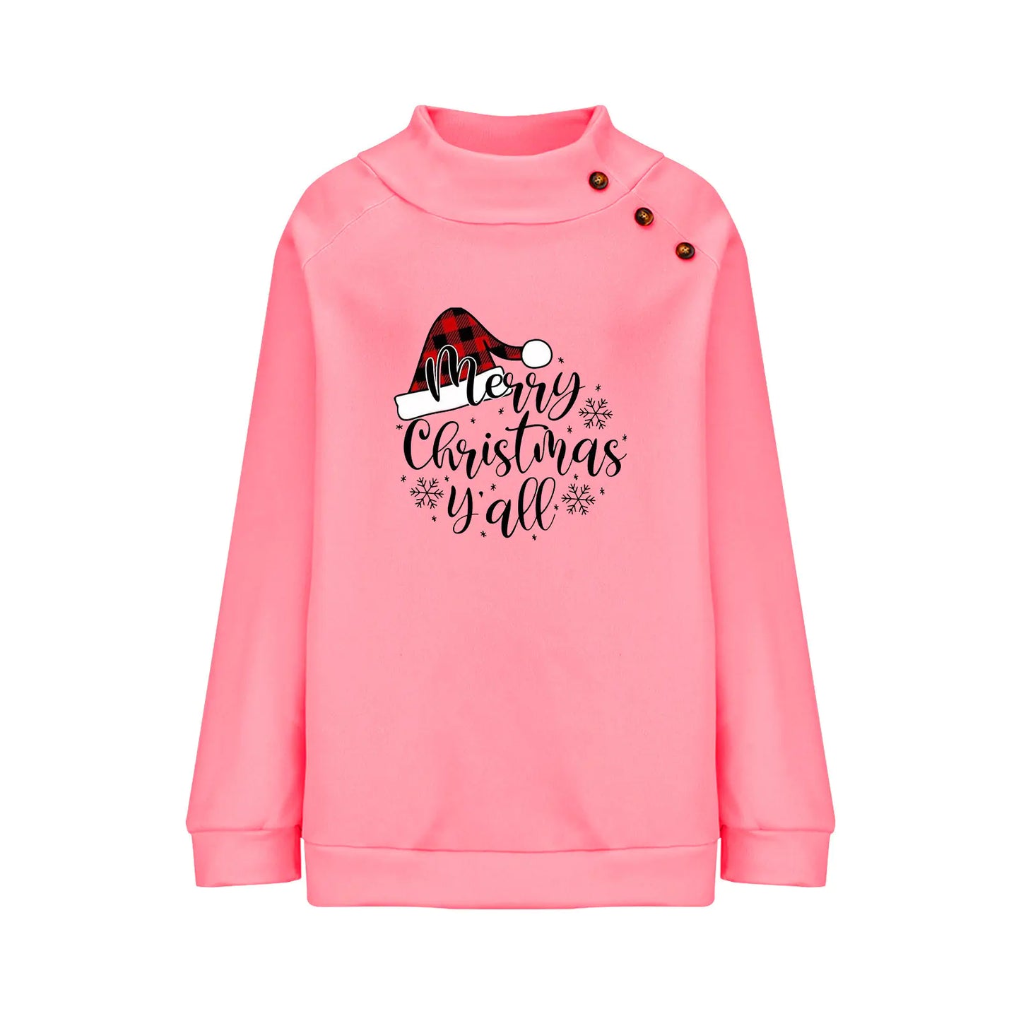 Cartoon Christmas Printed Turtleneck Sweatshirt for Women