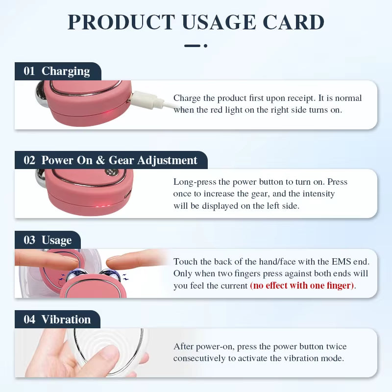 EMS Face Lifting Machine Facial Massager Microcurrent Roller Skin Tightening Rejuvenation Beauty Charging Facial anti Wrinkle