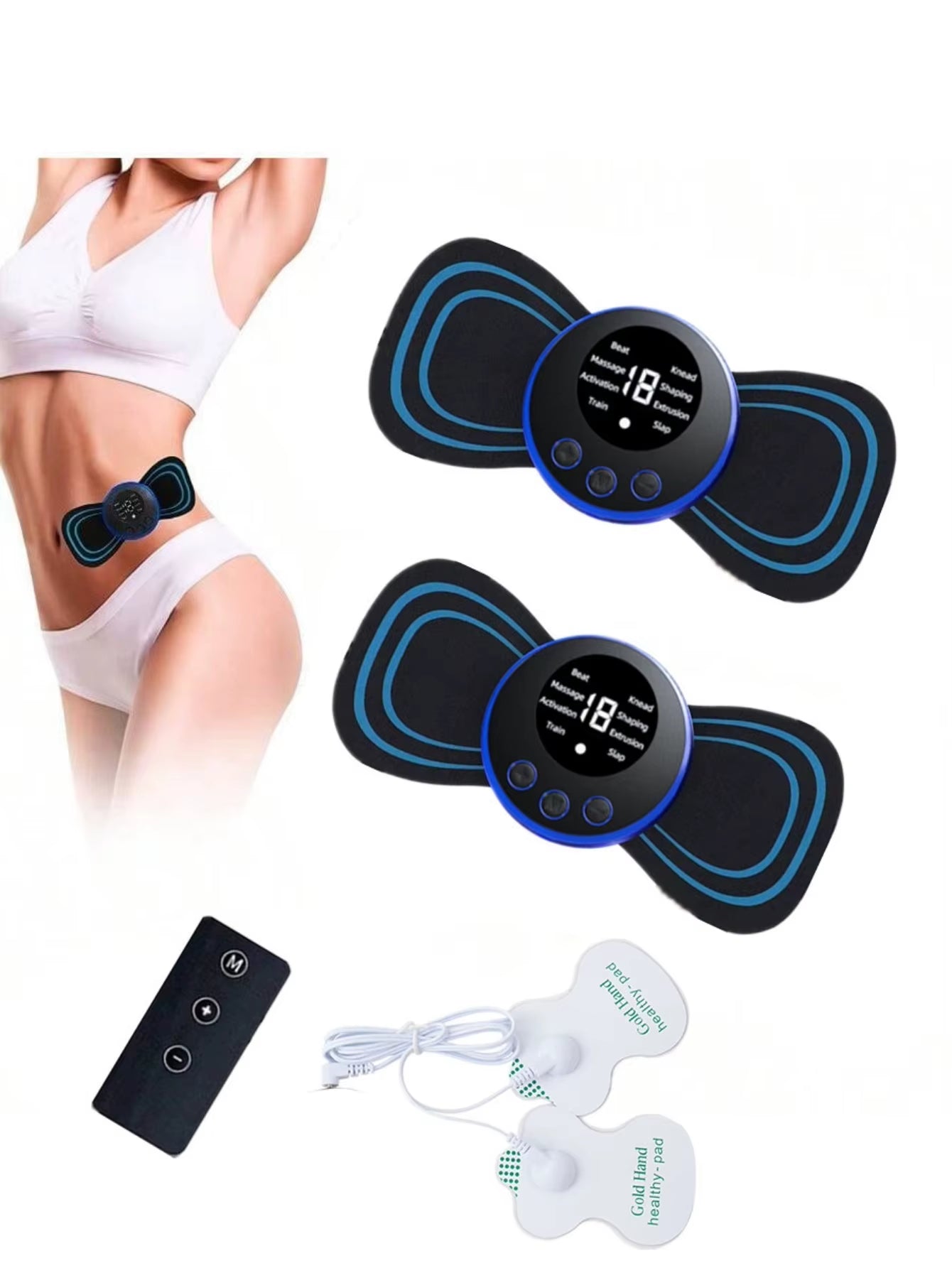 Mini Cervical Spine Patch Remote Control and Portable Massager with Patches for Full Body Massage with Multi-Mode Adjustment