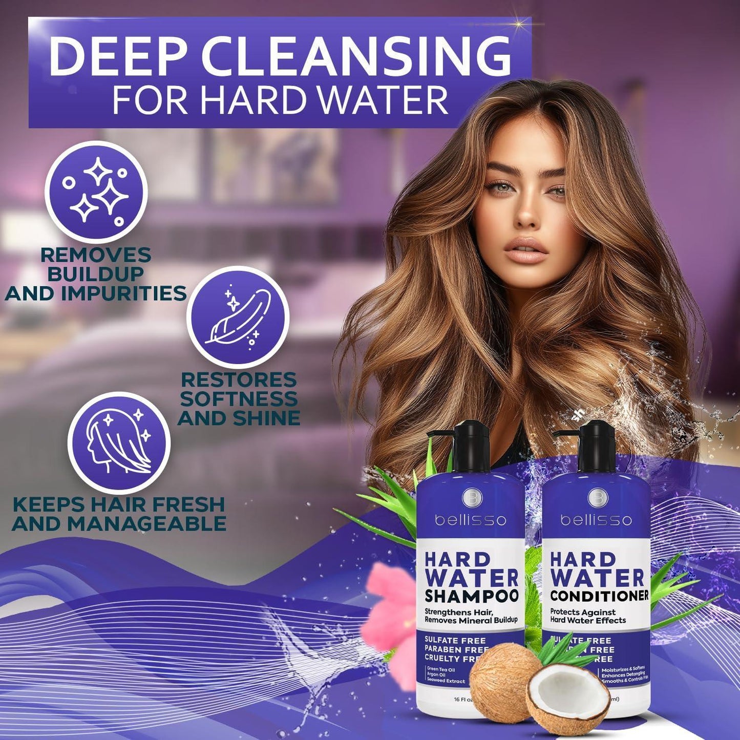 Hard Water Shampoo and Conditioner Set Sulfate Free Hair Care Products For
