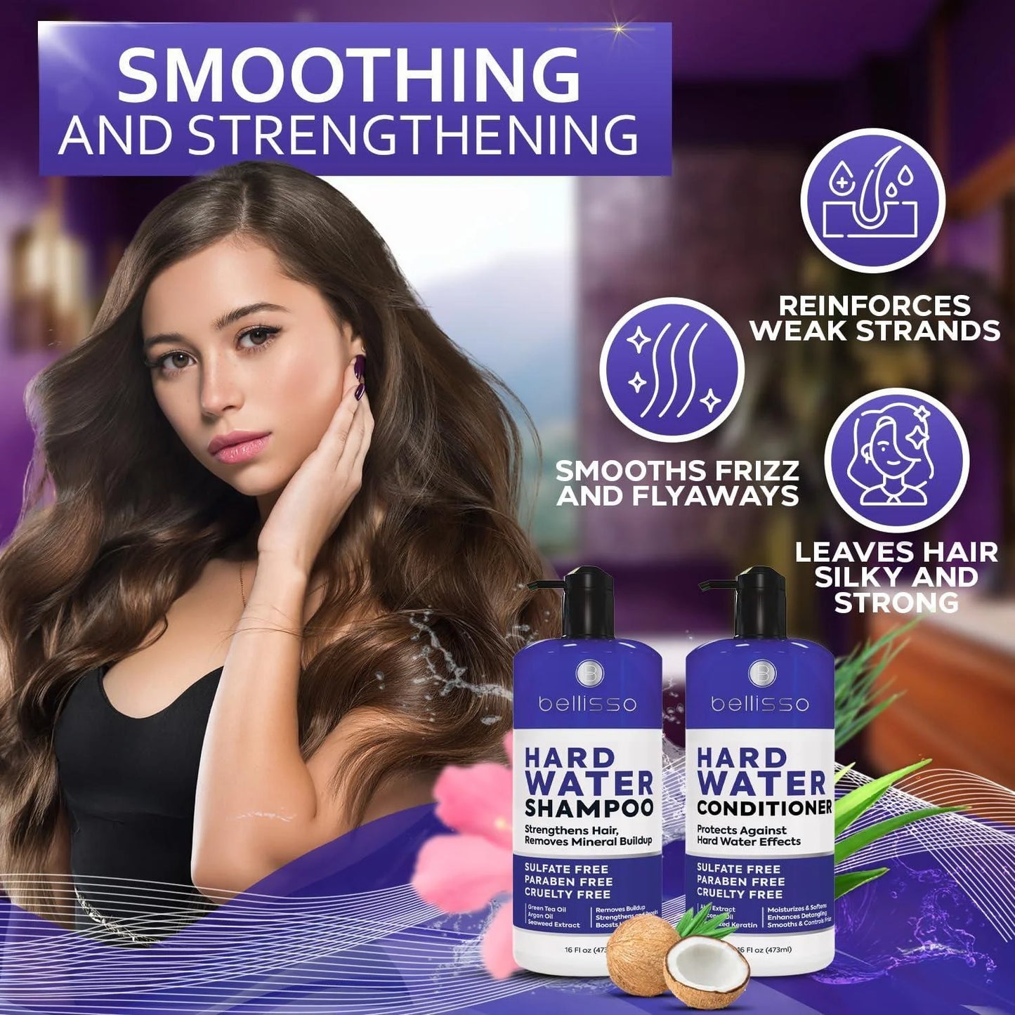 Hard Water Shampoo and Conditioner Set Sulfate Free Hair Care Products For