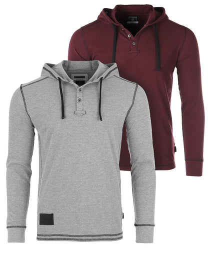 ZIMEGO Mens Vintage Thermal Long Sleeve Lightweight Fashion Hooded Henley-2