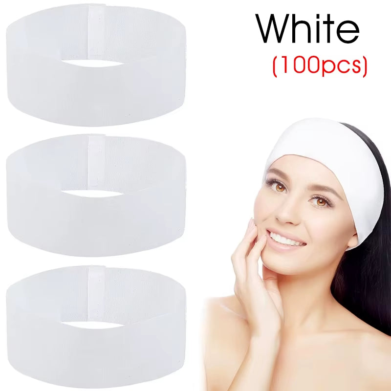 10/50/100Pcs Disposable SPA Facial Headbands White Facial Esthetician Headband Wrap Non-Woven Soft Skincare Beauty Salon Supplie
