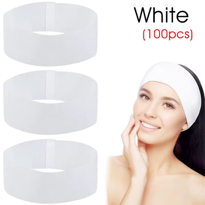 10/50/100Pcs Disposable SPA Facial Headbands White Facial Esthetician Headband Wrap Non-Woven Soft Skincare Beauty Salon Supplie