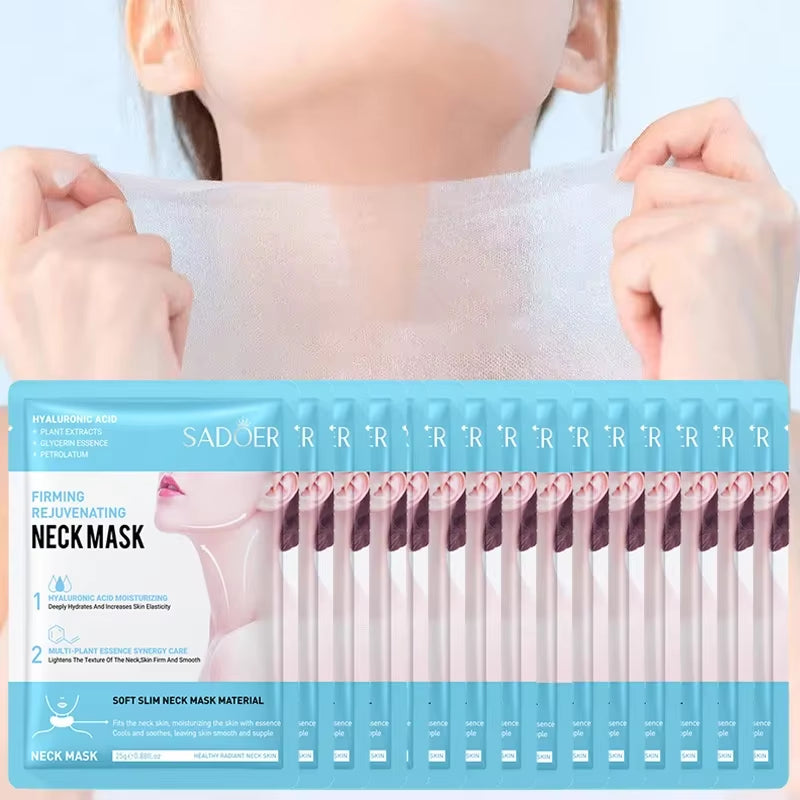 10Pcs SADOER Hyaluronic Acid Neck Mask Collagen Firming Neck Masks Nourishing Brightening Beauty Moisturizing Necks Skin Care
