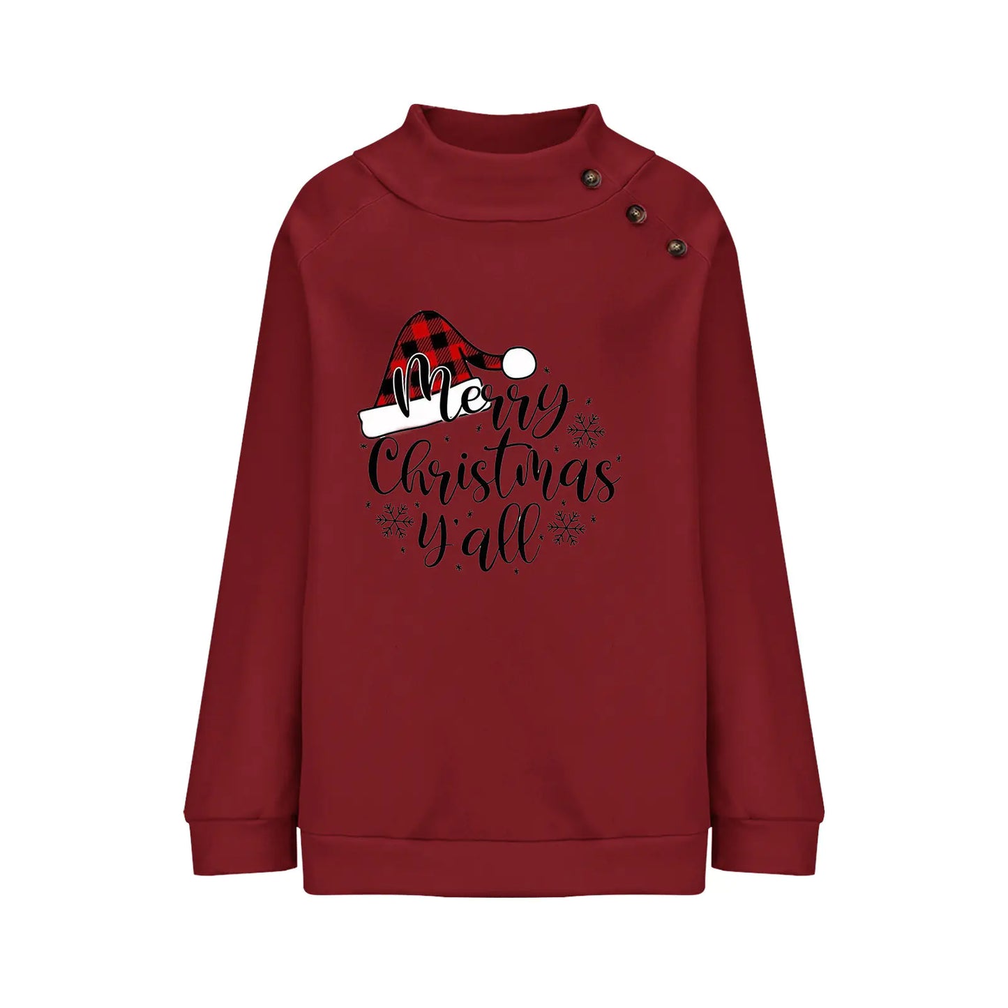 Cartoon Christmas Printed Turtleneck Sweatshirt for Women