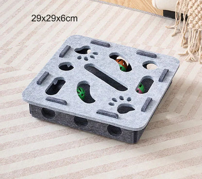 Pet Cat Puzzle Maze Holes Toys Felt Box with Bell Ball Kitten Playing Toys Interactive Funny Combination Set Cat Supplies