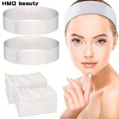 10/50/100Pcs Disposable SPA Facial Headbands White Facial Esthetician Headband Wrap Non-Woven Soft Skincare Beauty Salon Supplie