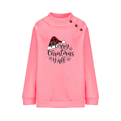 Cartoon Christmas Printed Turtleneck Sweatshirt for Women