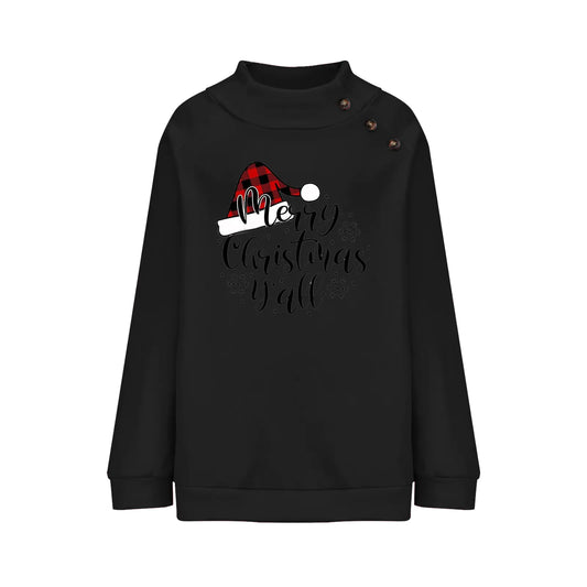 Cartoon Christmas Printed Turtleneck Sweatshirt for Women