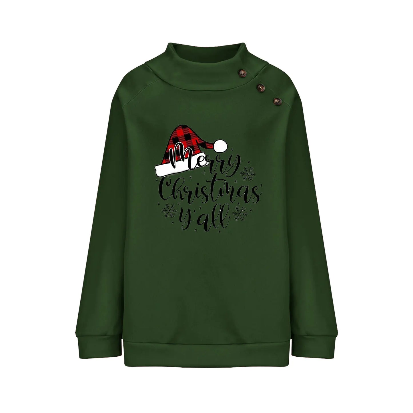 Cartoon Christmas Printed Turtleneck Sweatshirt for Women